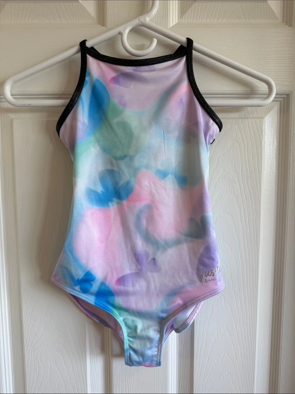 Justice Pastel Tie-Dye One-Piece Bodysuit with Black Trim